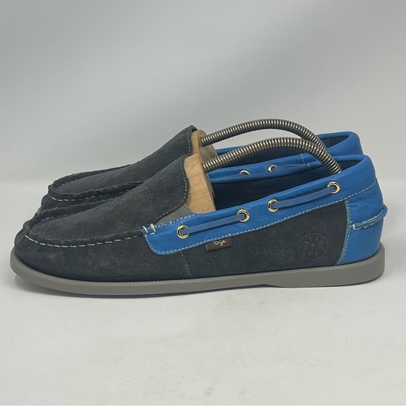 Dije California Loafers Mens 11 Blue Gray Suede Slip On Moccasins Boat Shoes - Picture 2 of 14